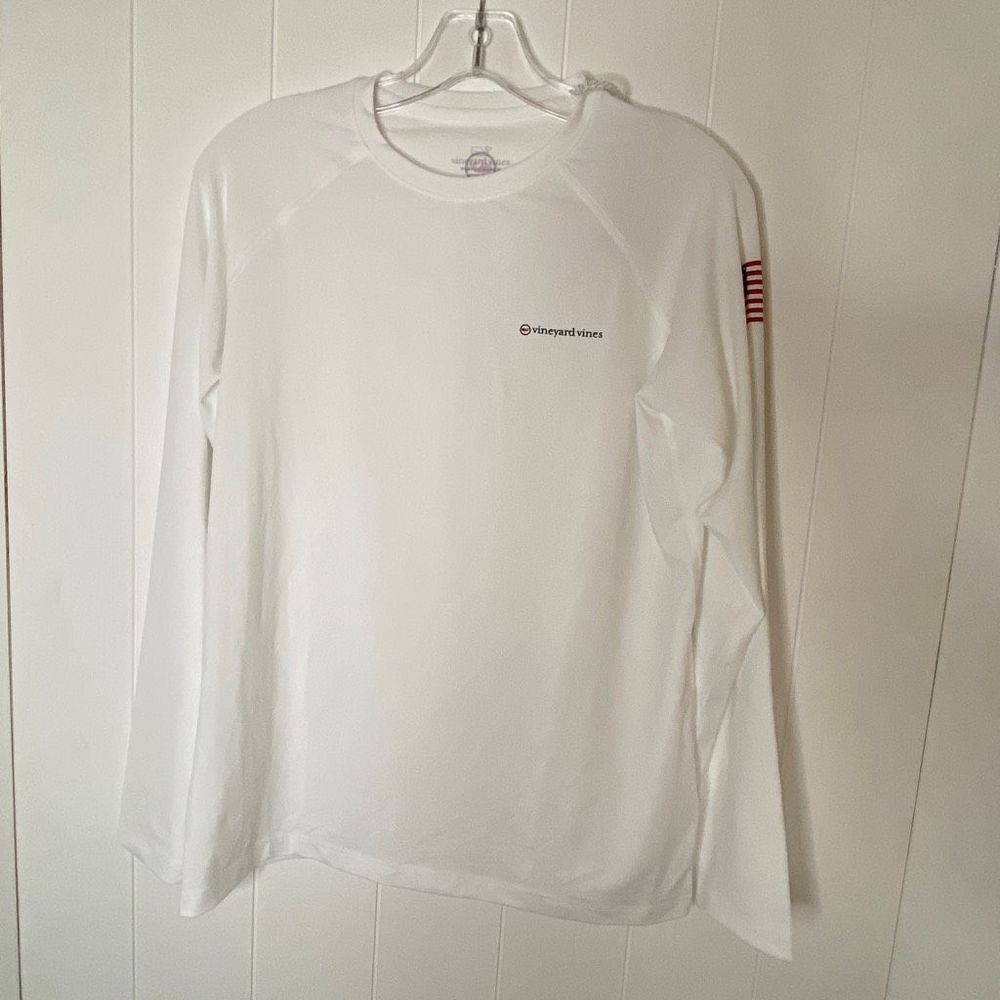 Vineyard Vines Boys Rashguard Long Sleeve Americana White Cap Large